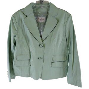 Pamela McCoy NWOT Women's Mint Green Premium Leather Jacket, Size 1X